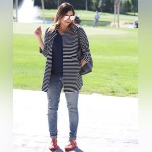 Cabi Striped Maritime Trench Coat Size Medium